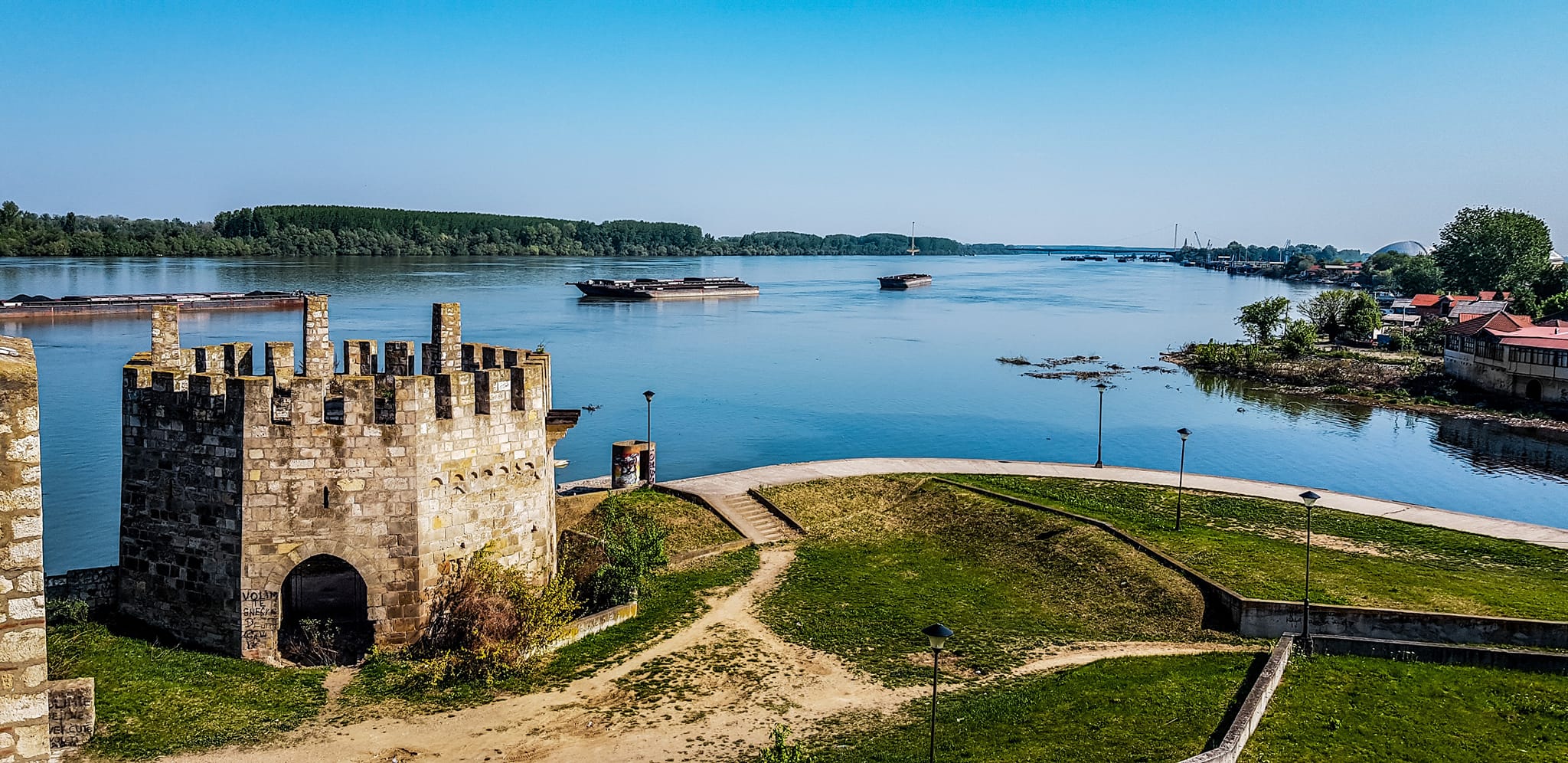 Smederevo Fortress and the Danube River panorama